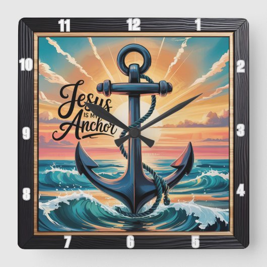 イエスいかりウェーブズサンセット スクエア壁時計 (正面)