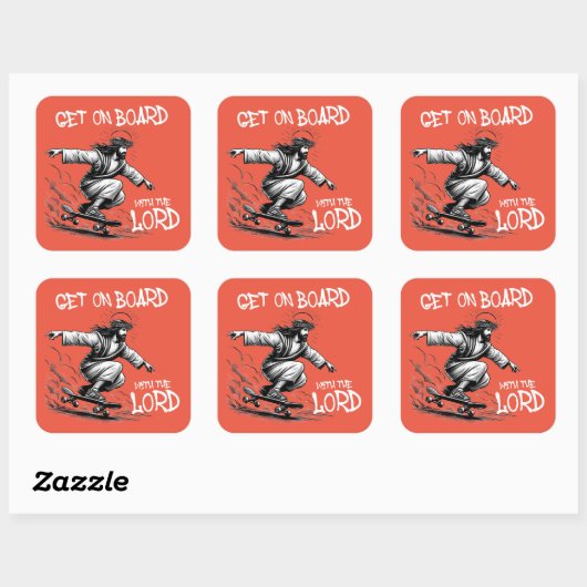 イエスおもしろいのスケートボードイエスと一緒に乗ろう スクエアシール (シート)