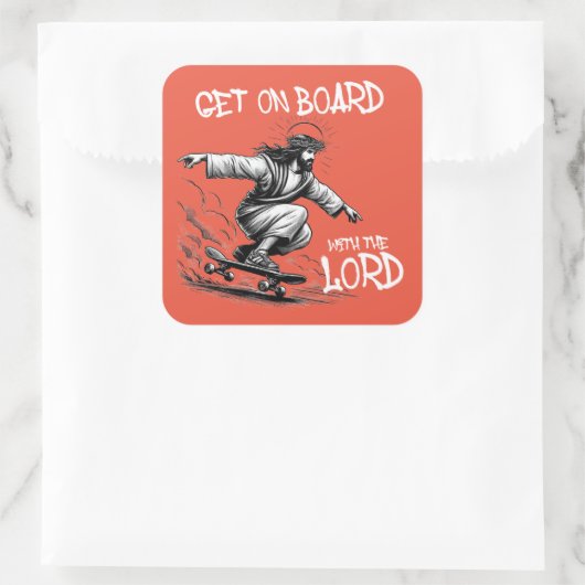 イエスおもしろいのスケートボードイエスと一緒に乗ろう スクエアシール (バッグ)