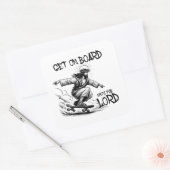 イエスおもしろいのスケートボードイエスと一緒に乗ろう スクエアシール (封筒)