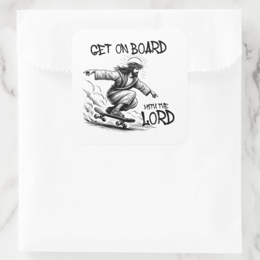 イエスおもしろいのスケートボードイエスと一緒に乗ろう スクエアシール (バッグ)
