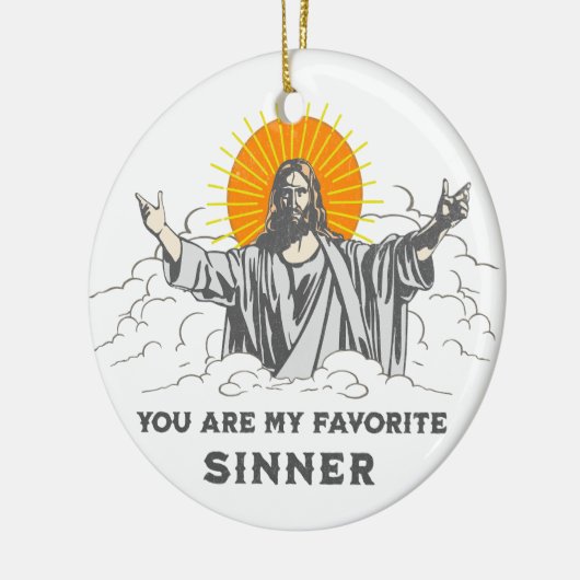イエスおもしろいキリスト「あなたお気に入りのは私の罪人だ セラミックオーナメント (左)