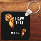 イエスおもしろいバイブル最高のクのジョークの引用文私はそれを見た キーホルダー (裏面)