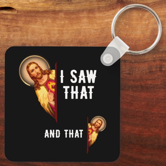 イエスおもしろいバイブル最高のクのジョークの引用文私はそれを見た キーホルダー (裏面)