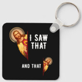 イエスおもしろいバイブル最高のクのジョークの引用文私はそれを見た キーホルダー (裏面)