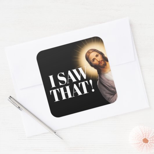 イエスおもしろい引用文 – 私は見た スクエアシール (封筒)