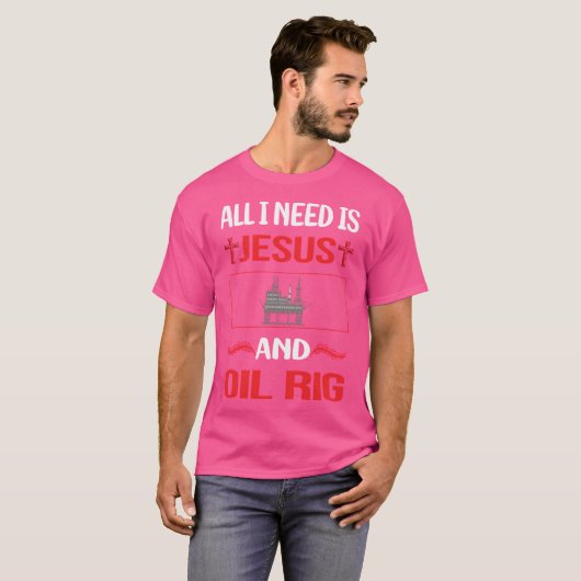 イエスおもしろい油リグラフネックオフショア Tシャツ (正面フル)