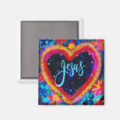 イエスかわいらしフローラカラフルハート検査 マグネット (正面/裏面)