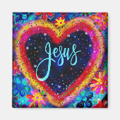 イエスかわいらしフローラカラフルハート検査 マグネット (正面)