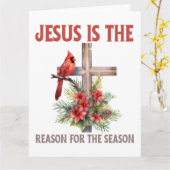 イエスがその季節の理由だ。クリスマスカード。 カード (黄色い花)