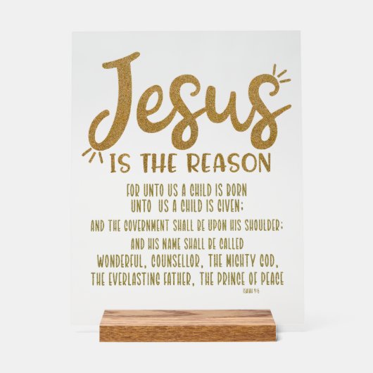 イエスがイザヤの聖句クリスマスの理由 アクリルサイン (正面)