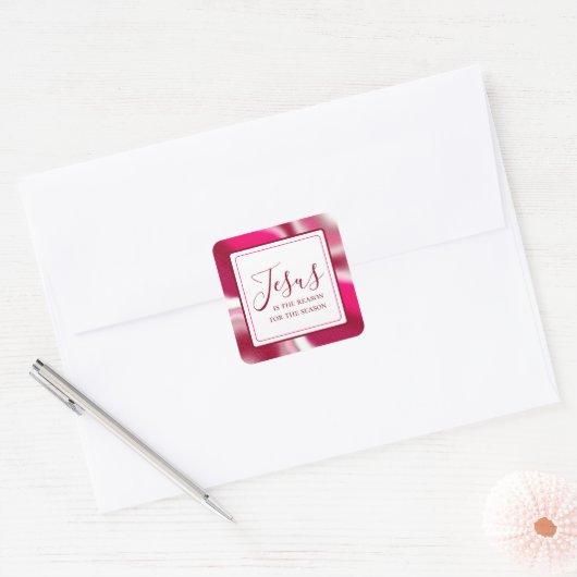 イエスがキャンディクールーの赤いクリスマスの理由 スクエアシール (封筒)