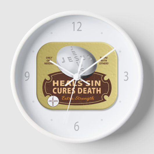 イエスがキュールピルを癒す – おもしろいキリスト教の信仰 壁時計 (正面)