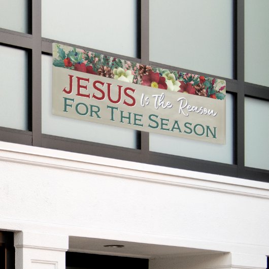 イエスがキリスト教のクリスマスの理由フローラ 横断幕 (ビルの外側)