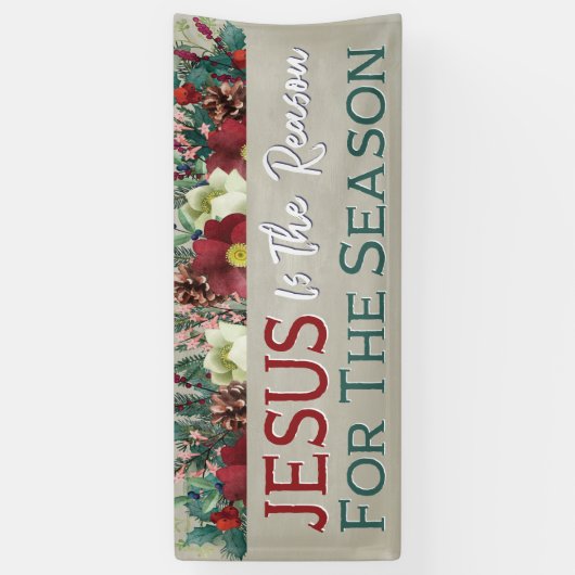 イエスがキリスト教のクリスマスの理由フローラ 横断幕 (縦)