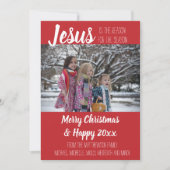 イエスがクリスチャンのクリスマスフォトカードの理由 案内状 (正面)