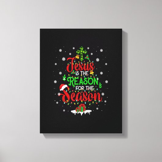 イエスがクリスマスのパジャムの季節の理由 キャンバスプリント (正面)