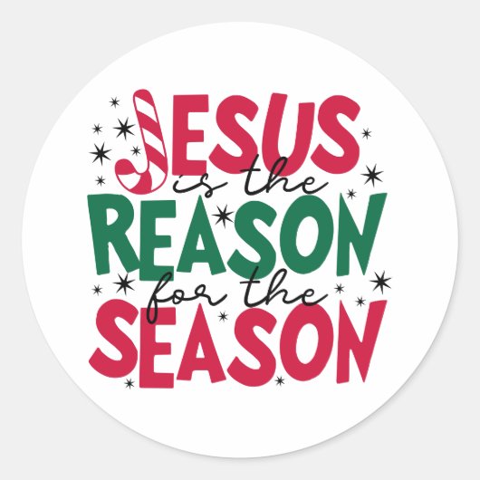 イエスがクリスマスの季節の理由だ ラウンドシール (正面)
