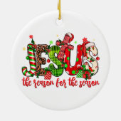 イエスがクリスマスを信仰する季節の理由である セラミックオーナメント (裏面)