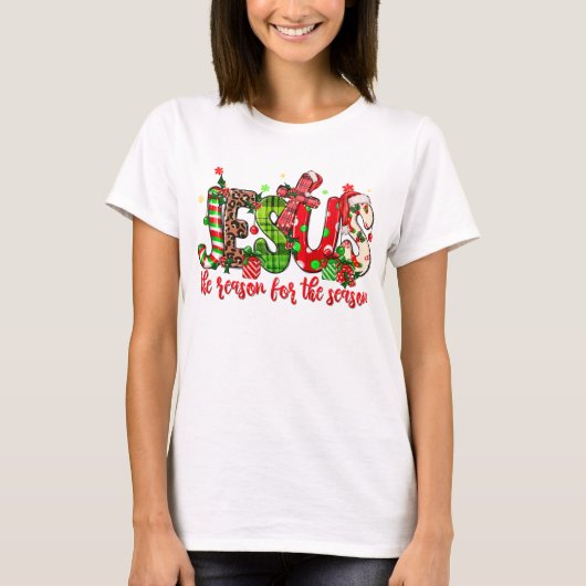 イエスがクリスマスを信仰する季節の理由である Tシャツ (正面)