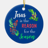 イエスがクリスマス聖書の季節の理由 セラミックオーナメント (正面)