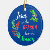 イエスがクリスマス聖書の季節の理由 セラミックオーナメント (左)