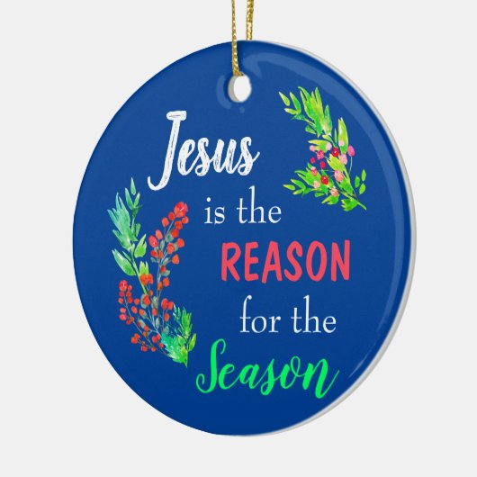 イエスがクリスマス聖書の季節の理由 セラミックオーナメント (左)