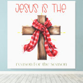 イエスがクリスマス・クロスの季節の理由である キャンバスプリント (インサイチュ (ウッドフロア))