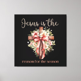 イエスがクリスマス・クロスの季節の理由である キャンバスプリント