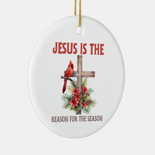 イエスがクリスマス・クロスの季節の理由である セラミックオーナメント (右)