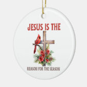 イエスがクリスマス・クロスの季節の理由である セラミックオーナメント (左)