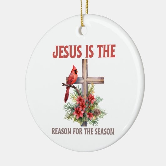 イエスがクリスマス・クロスの季節の理由である セラミックオーナメント (左)