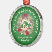 イエスがグリーンクリスマスの理由 メタルオーナメント (左)