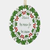 イエスがシーズンの理由ホリーデザイン セラミックオーナメント (右)