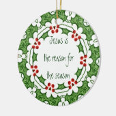 イエスがシーズンの理由ホリーデザイン セラミックオーナメント (左)