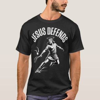 イエスがテニスを守る キリスト教 スポーツデザイン Tシャツ