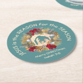 イエスがブルークリスマスの理由 ラウンドペーパーコースター (アングル)