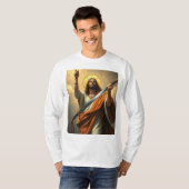 イエスが剣の男の長袖ティーで戻る Tシャツ (正面フル)