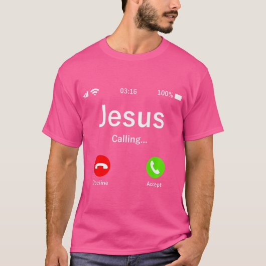 イエスが呼んでいる – クリスチャン Tシャツ (正面)