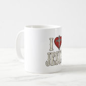 イエスが大好きなビンテージ風信仰Tシャツデザイン コーヒーマグカップ (正面左)