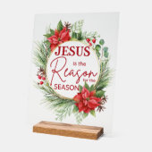 イエスが季節のクリスマスの理由 アクリルサイン (傾斜)