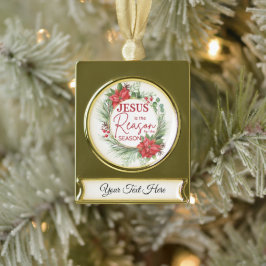 イエスが季節のクリスマスの理由 ゴールドプレートバナーオーナメント