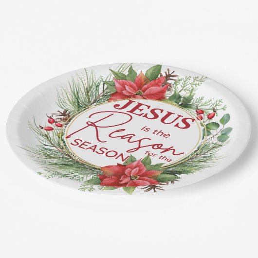 イエスが季節のクリスマスの理由 ペーパープレート (アングル)