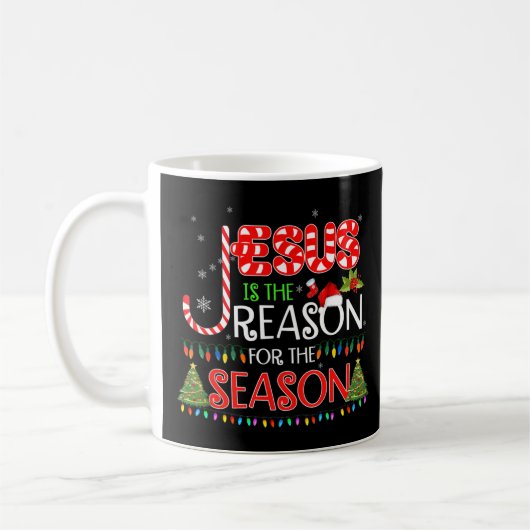 イエスが季節のクリスマスプレゼントの理由 コーヒーマグカップ (左)