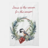 イエスが季節のクリスマス引用文の理由 キッチンタオル (縦)