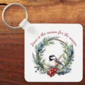 イエスが季節のクリスマス引用文の理由 キーホルダー (正面)