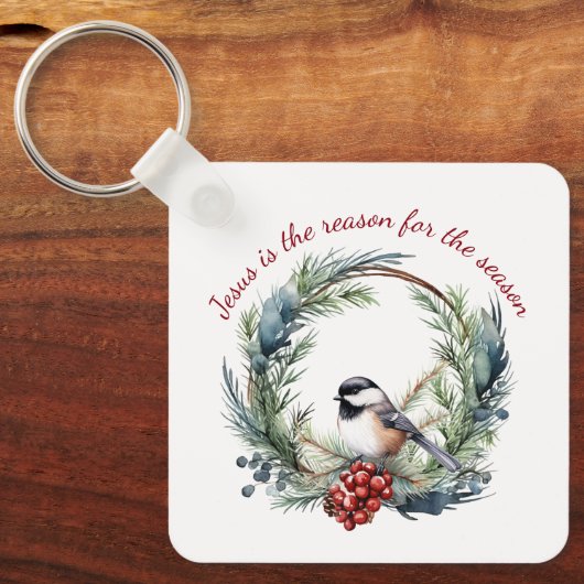 イエスが季節のクリスマス引用文の理由 キーホルダー (正面)