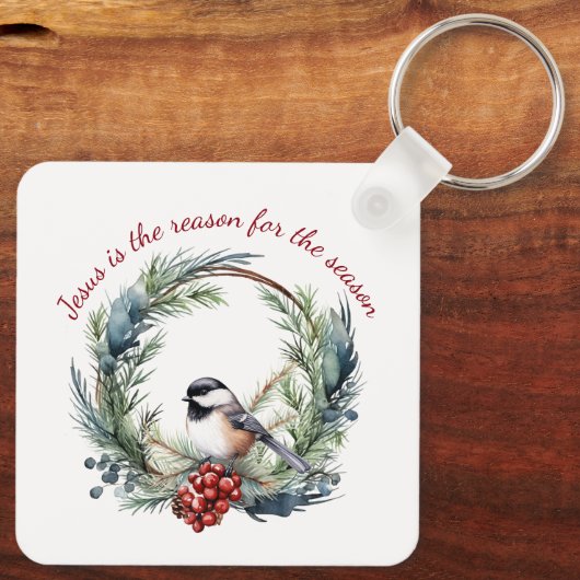 イエスが季節のクリスマス引用文の理由 キーホルダー (裏面)