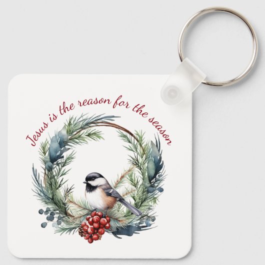 イエスが季節のクリスマス引用文の理由 キーホルダー (裏面)