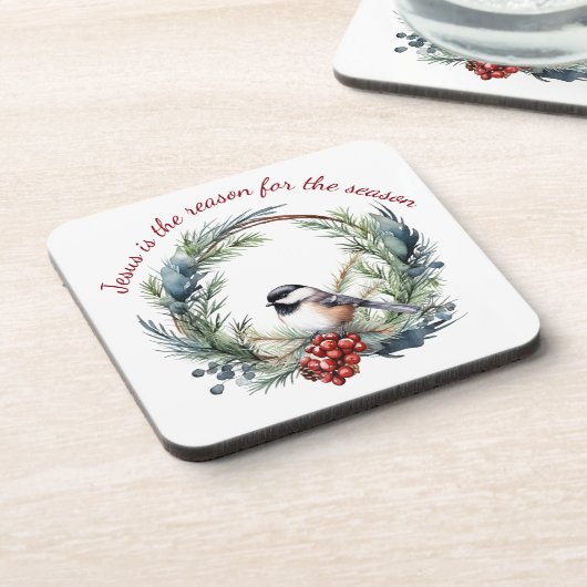 イエスが季節のクリスマス引用文の理由 コースター (左側)